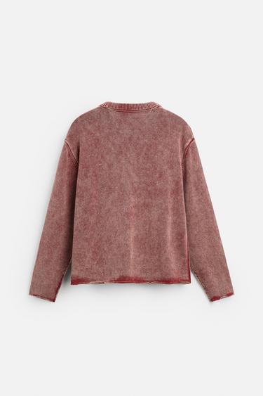 FADED TEXTURED SWEATER - Red by Zara - Image 7
