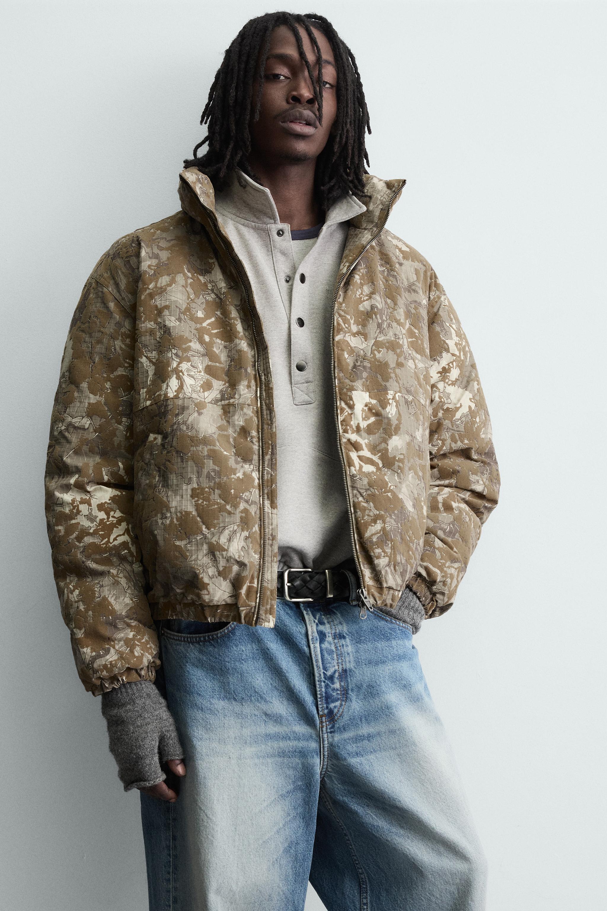 FLOCKED PRINT PUFFER JACKET