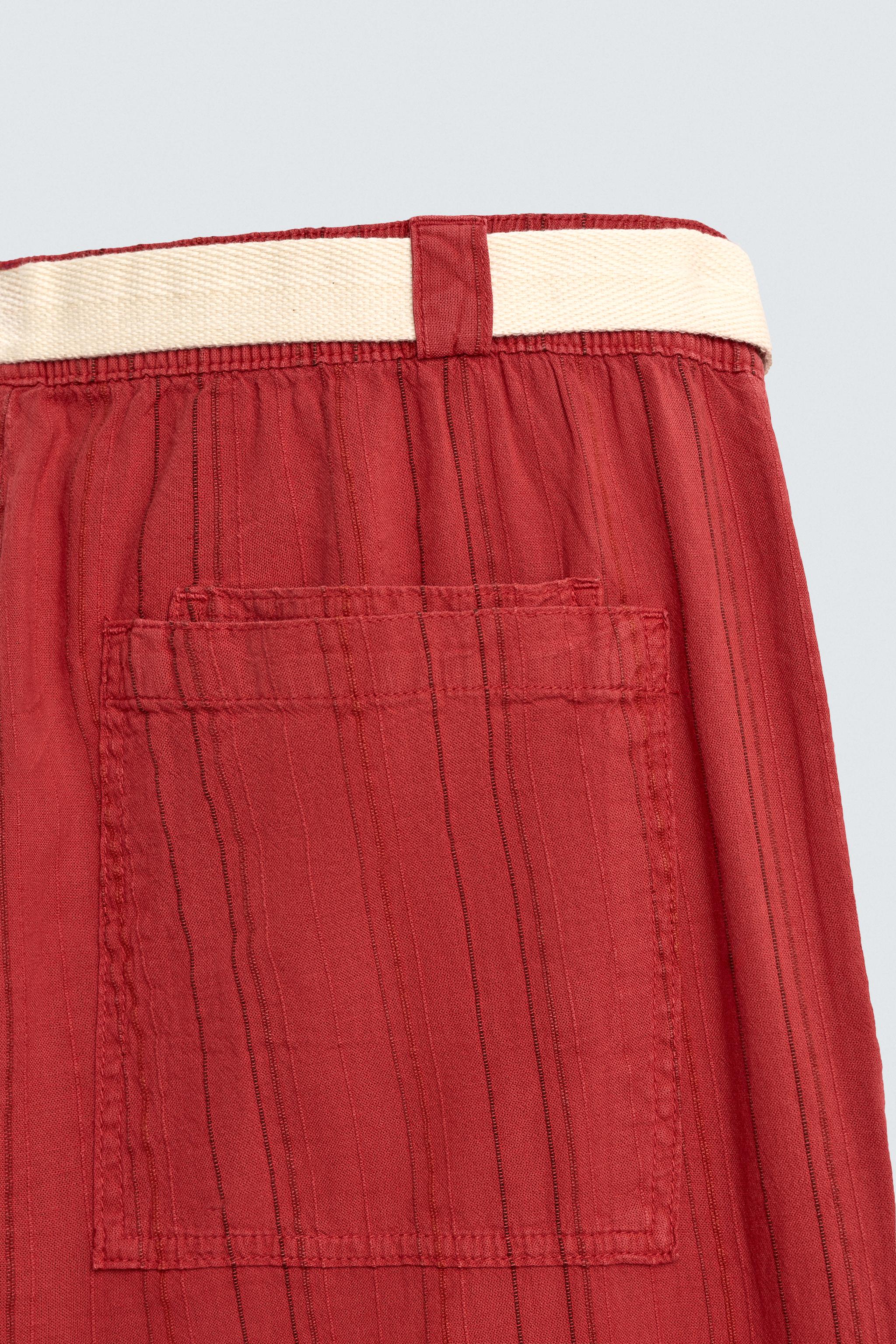 RELAXED FIT STRIPED TEXTURED PANTS