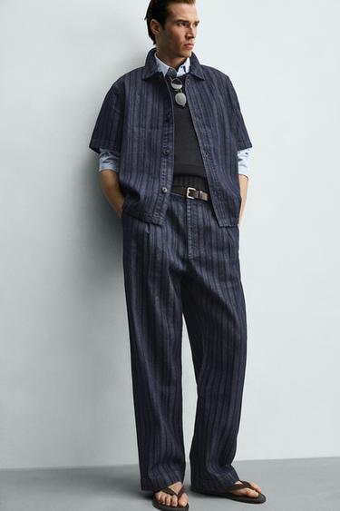 RELAXED FIT STRIPED CHINO TROUSERS - Blue by Zara - Image 5
