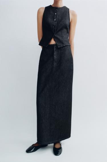 TRF DENIM MIDI SKIRT - Anthracite grey by Zara - Image 3