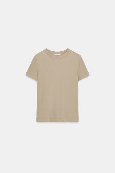 INTERLOCK SHORT SLEEVE T-SHIRT - Beige by Zara