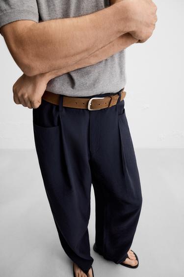 SPLIT SUEDE LEATHER BELT - camel by Zara - Image 1