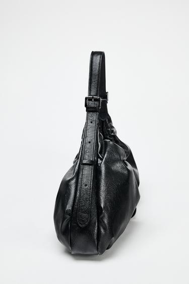 MAXI BUCKET BAG WITH GATHERED DETAIL AND BUCKLE - Black by Zara - Image 4