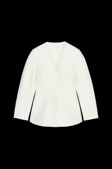 LAPELLESS TAILORED BLAZER - Ecru by Zara - Image 0