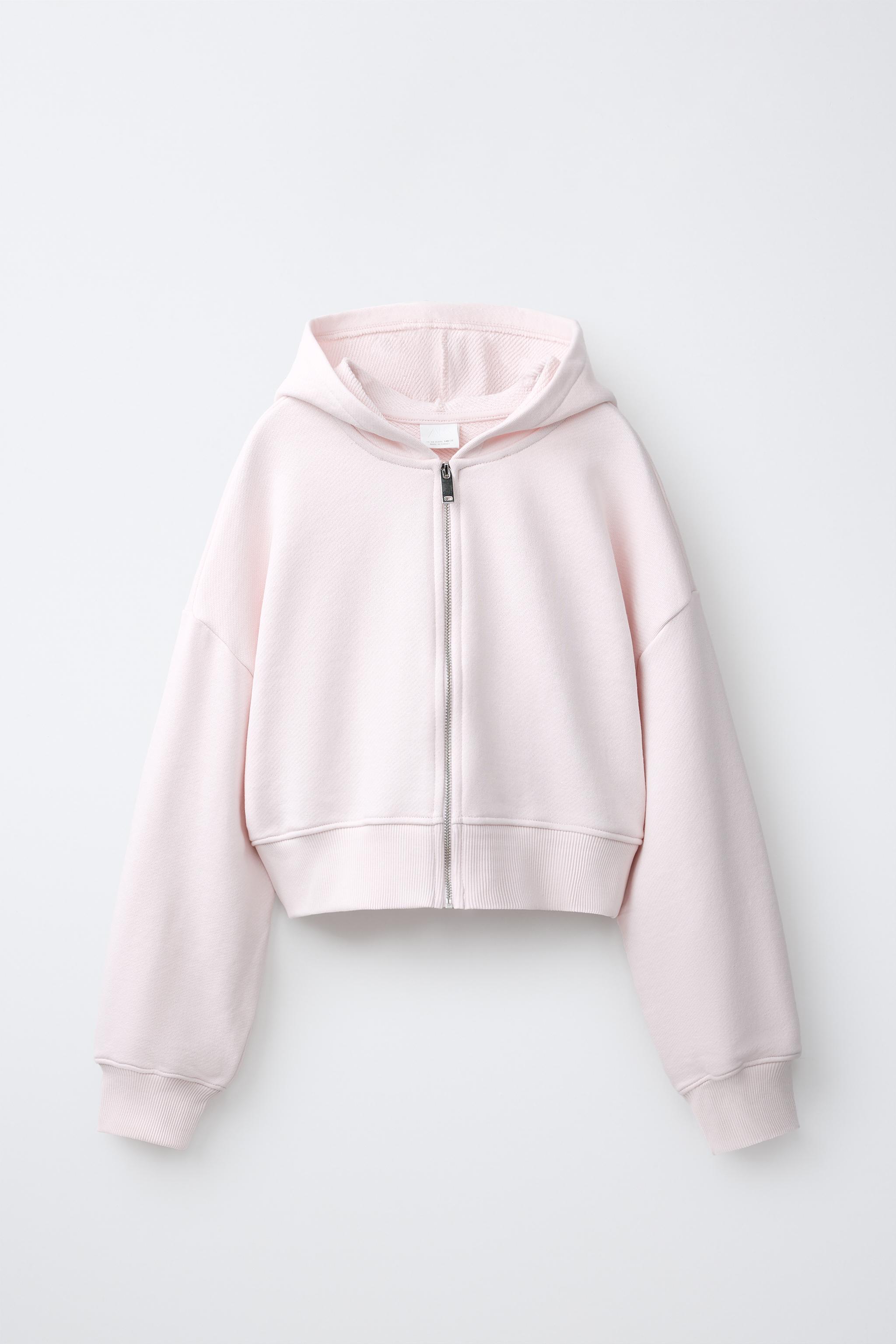 CROPPED ZIP-UP SWEATSHIRT - Light pink | ZARA Singapore