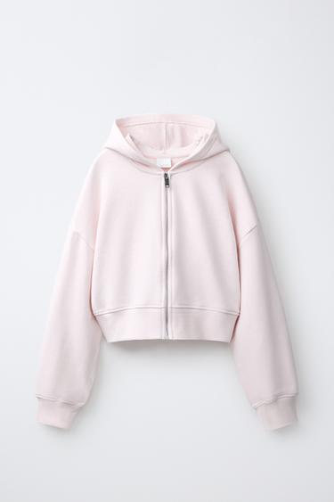 SWEATSHIRT CAPUZ CROPPED - Rosa-claro da Zara