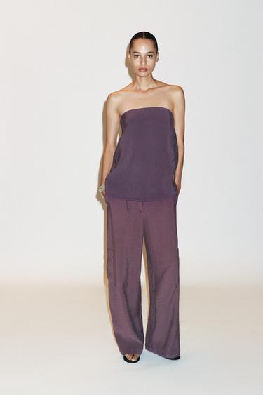 PANTALÓN FLUIDO CARGO - Lila de Zara - Imagen 0