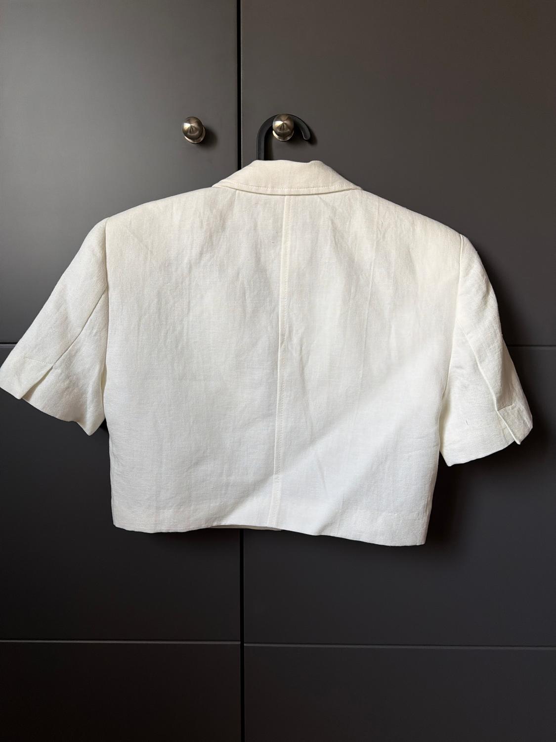 LINEN BLEND CROPPED BLAZER - Image 2