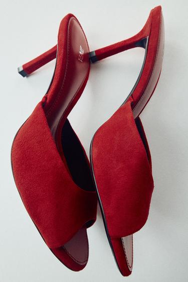 MULES DE TACÃO EM CAMURÇA - Vermelho da Zara