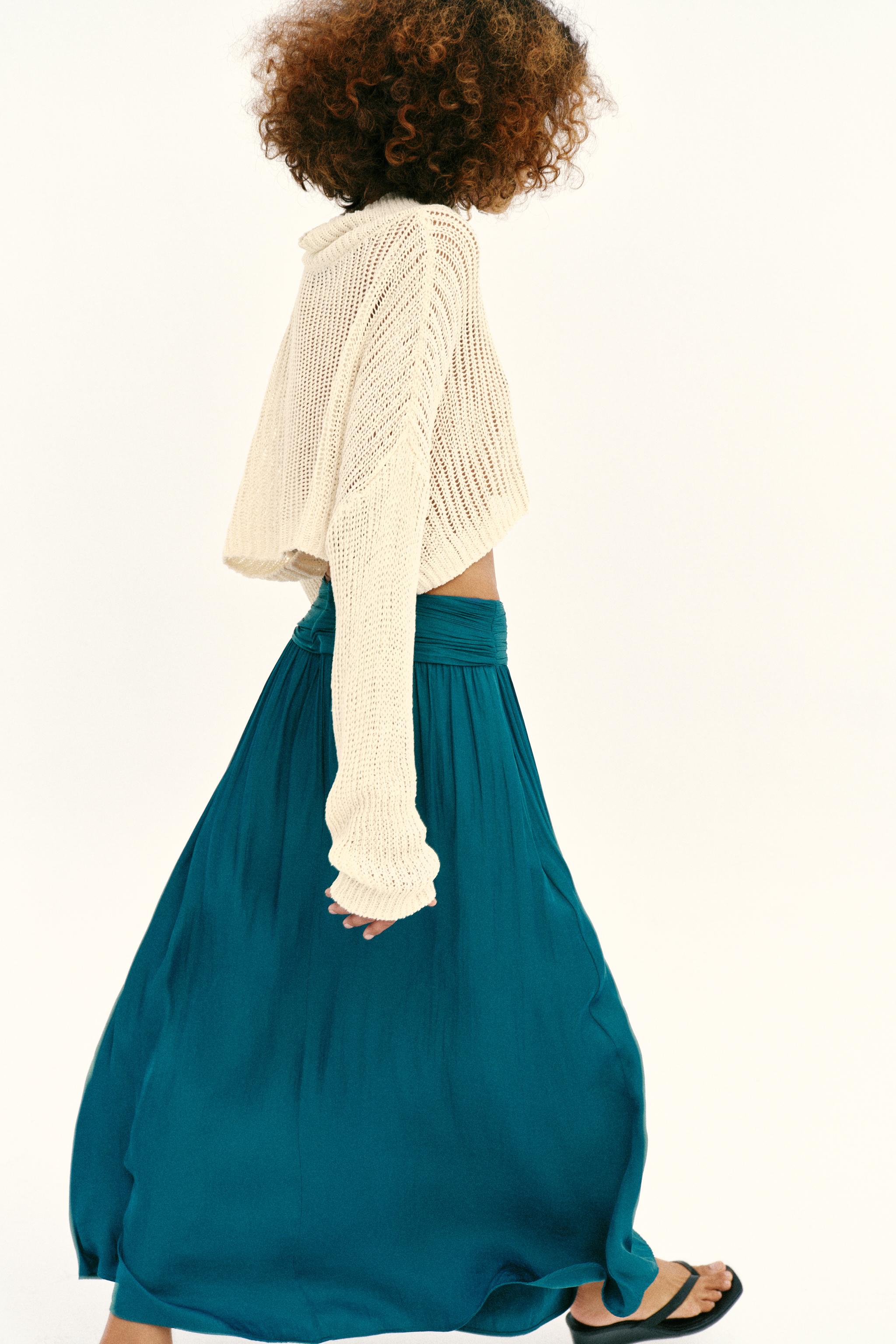 SATIN EFFECT MIDI SKIRT