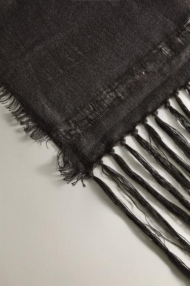 PLAID LIN FRANGES - Marron foncé de Zara - Image 2