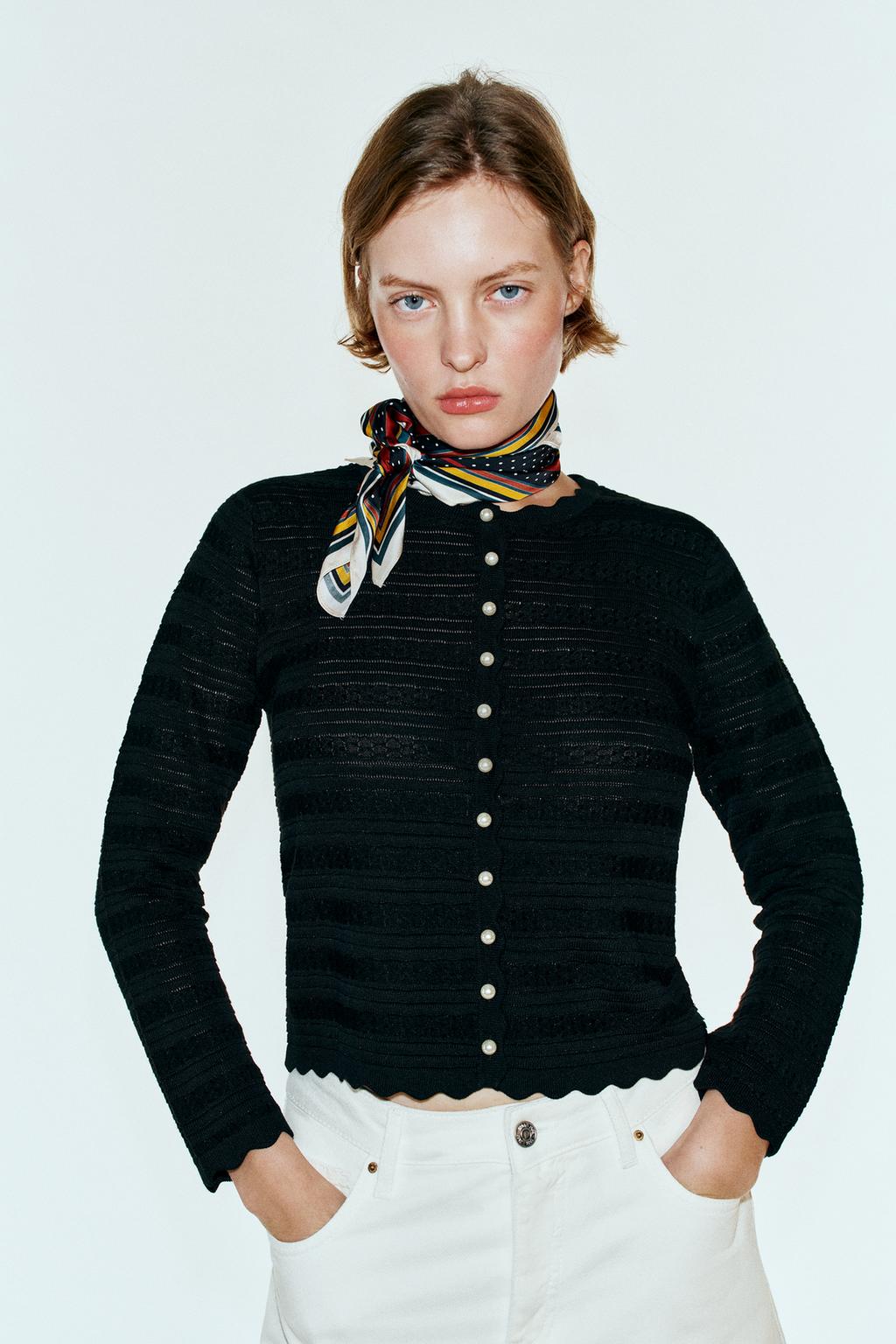 CARDIGAN WITH FAUX PEARL BUTTONS