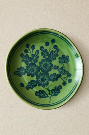 ASSIETTE PLATE GRÈS FLEURS - Bleu / Vert de Zara - Image 5