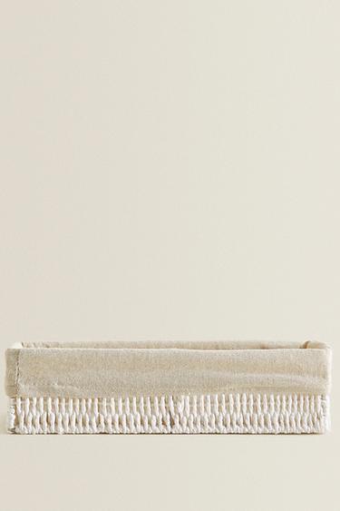 Zara RECTANGULAR FABRIC INTERIOR BASKET - White - Image 0