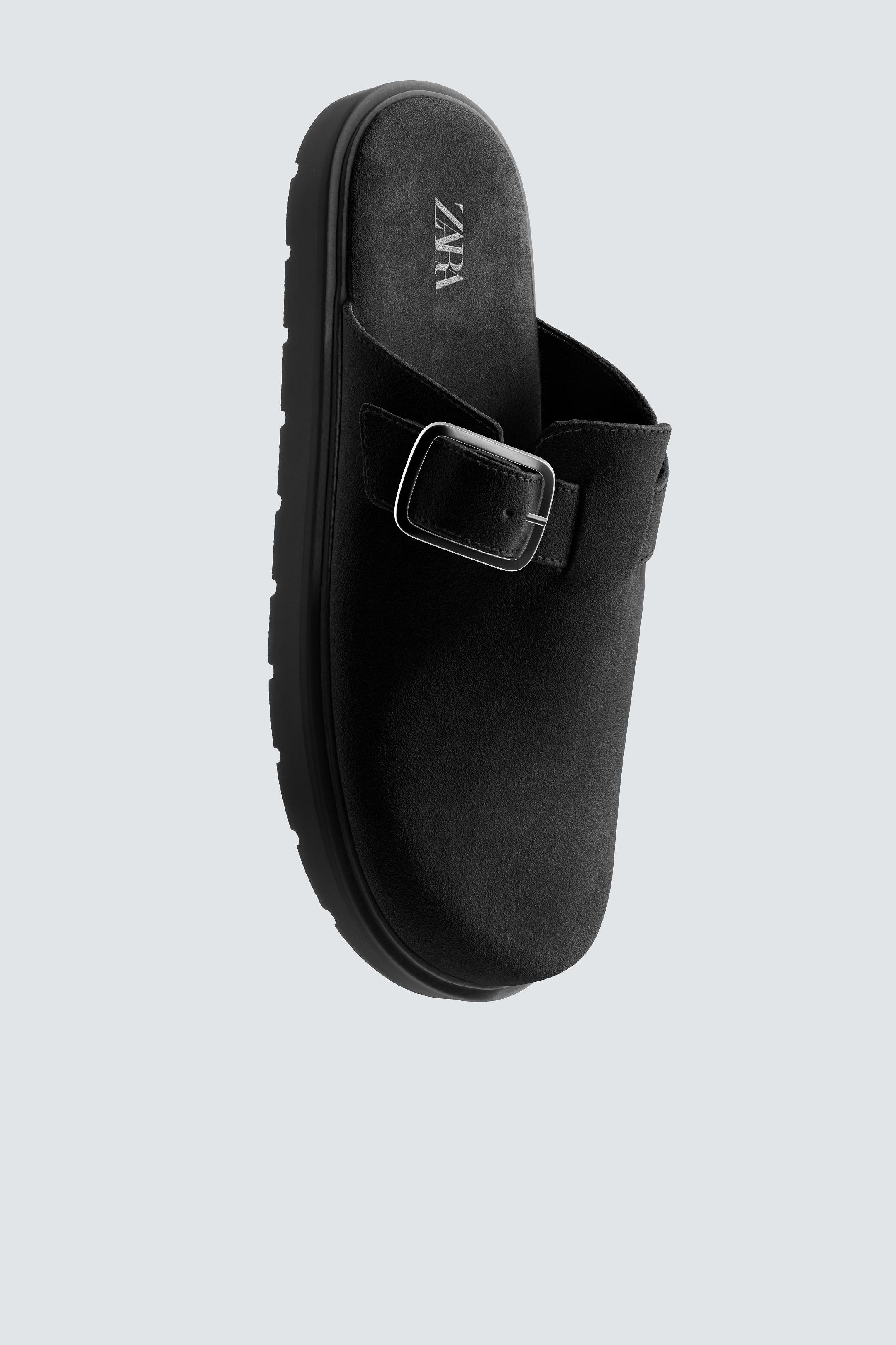 バックル付きレザー クロッグサンダル - ブラウン | ZARA Japan / 日本