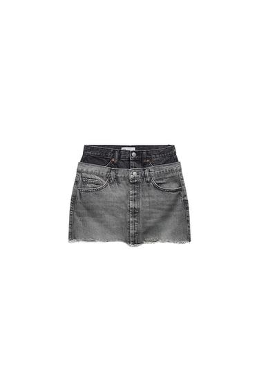 TRF DOUBLE WAIST DENIM SKIRT