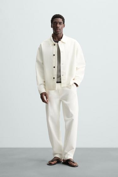 JEANS STRAIGHT FIT ESPIGA - Crudo de Zara - Imagen 0