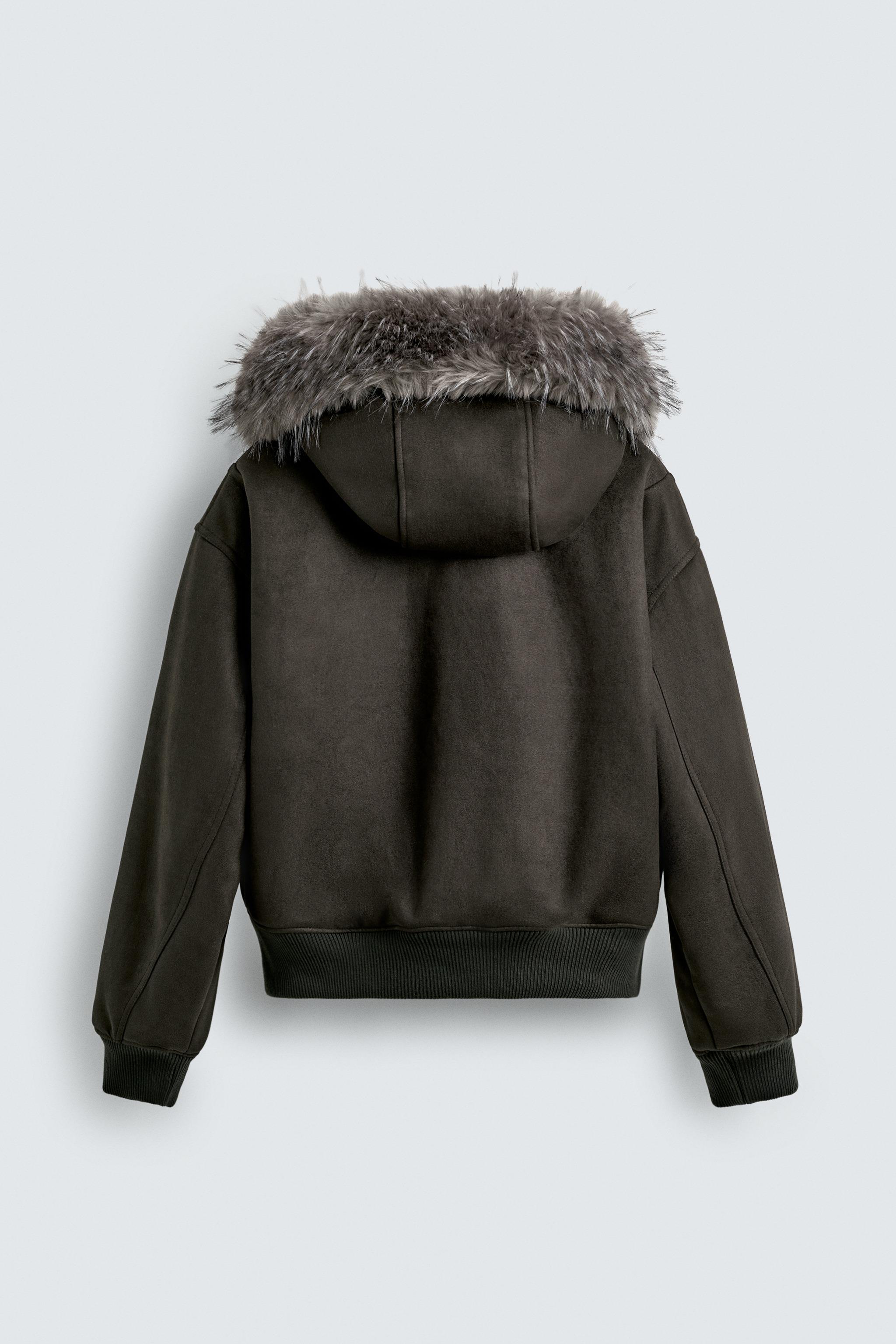 フェイクスエード キルティングジャケット - ダークカーキ | ZARA