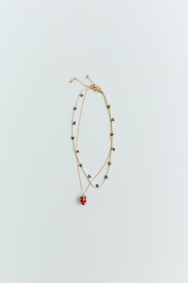 CONFEZIONE DI DUE COLLANE CON PERLINE E FRUTTI - Rosso di Zara