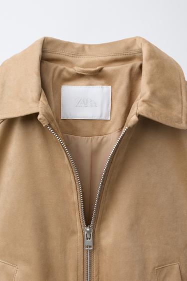 FAUX SUEDE BOMBER JACKET - Beige by Zara - Image 6