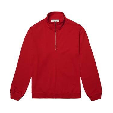 Zara WASHED QUARTER-ZIP SWEATSHIRT - Red