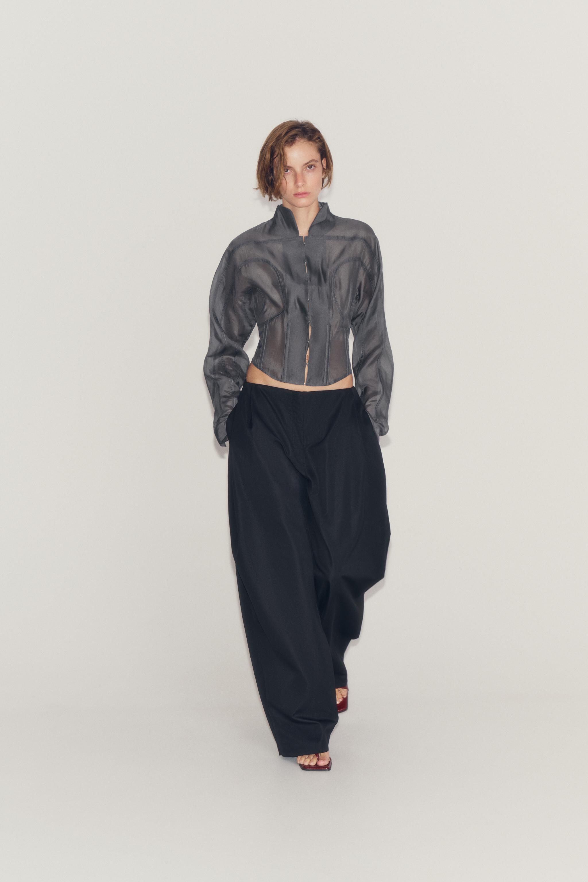 Женские рубашки Zara ZW COLLECTION CORSET SHIRT — фото 6