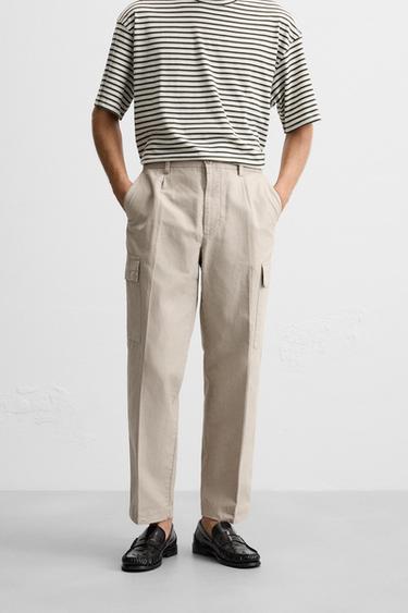 FADED CARGO TROUSERS - Sand by Zara