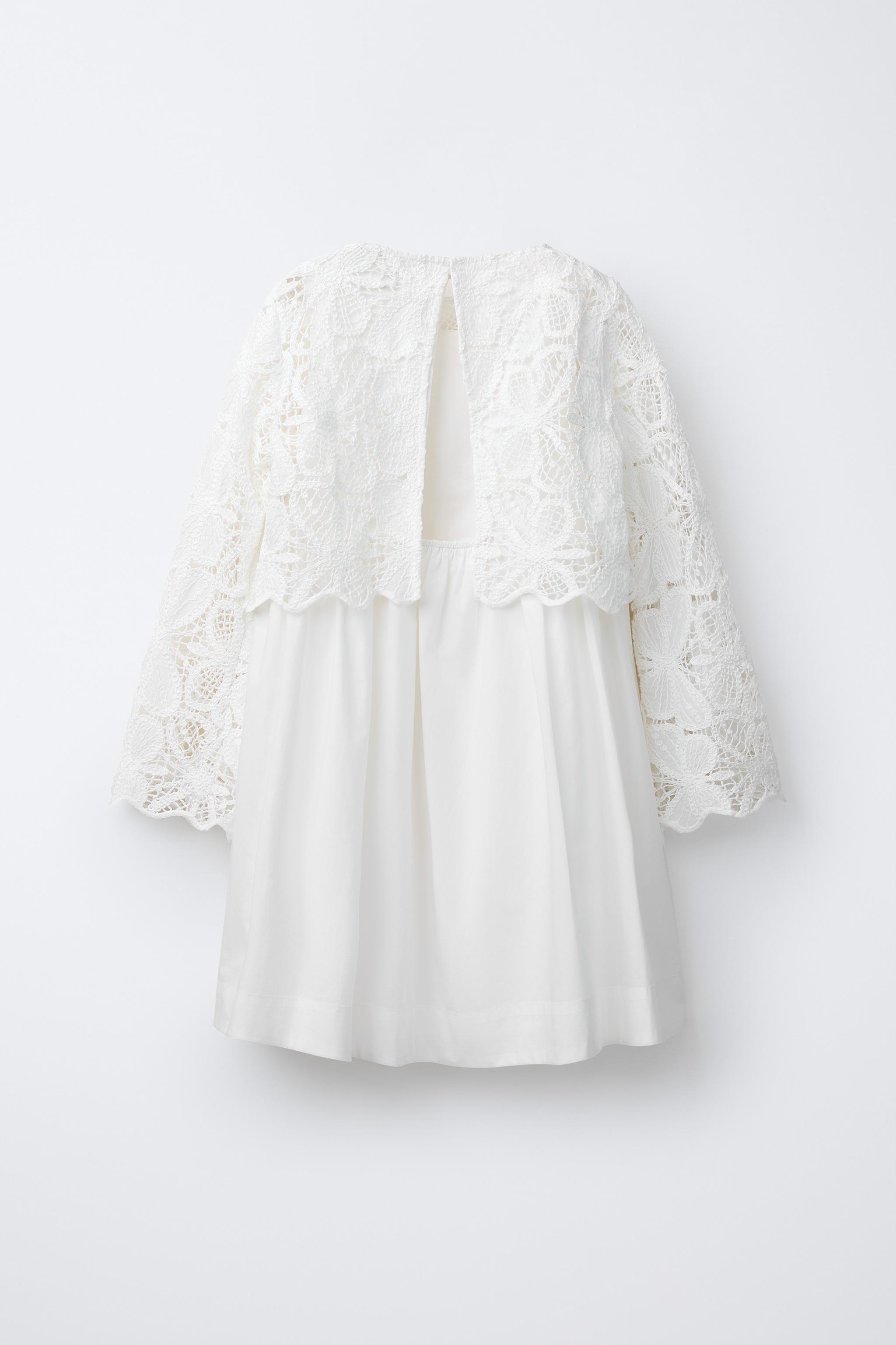 zara combination lace dress ZW COLLECTION COMBINATION LACE DRESS - Ecru