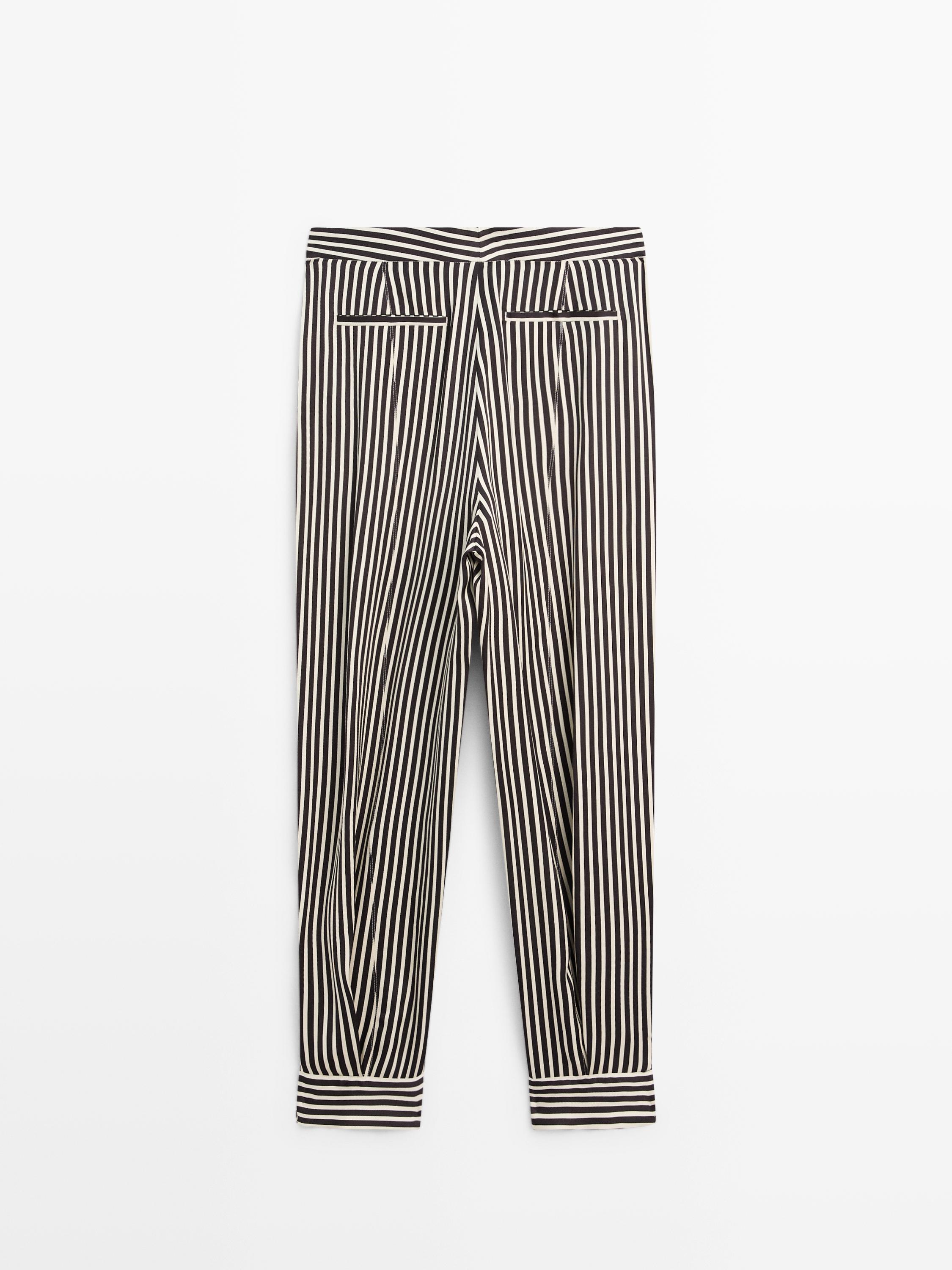 Striped draped pants with darts
