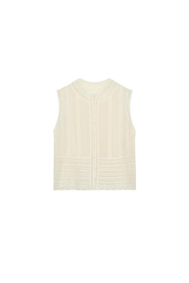 ZW COLLECTION LACE SLEEVELESS BLOUSE - Ecru by Zara