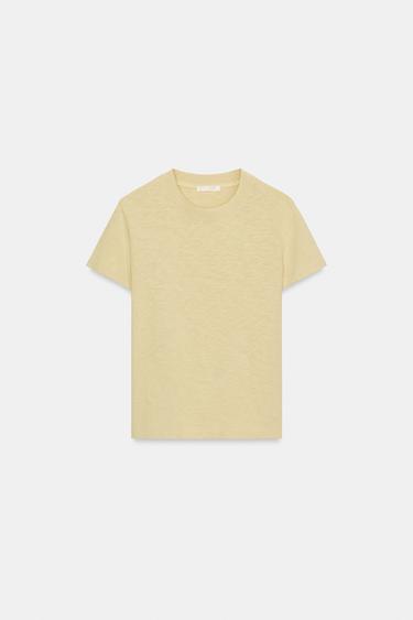 ÁO PHÔNG VẢI COTTON FLAMÉ - Màu vàng pastel từ Zara - Hình ảnh 0