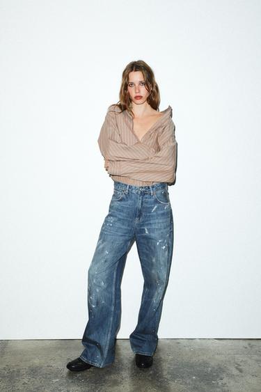 JEANS TRF LOOSE OVERSIZE TIRO ALTO - أزرق الخاص بـ Zara
