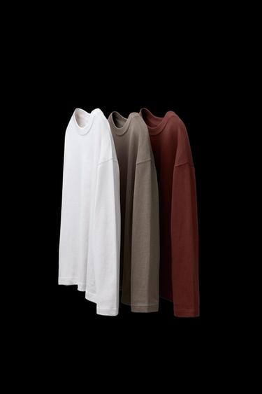 Zara THREE-PACK OF BASIC T-SHIRTS - Brown / Taupe - Image 0