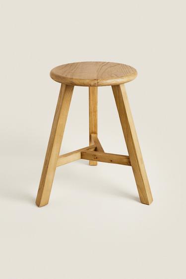 TABOURET BOIS ORME - Beige clair de Zara