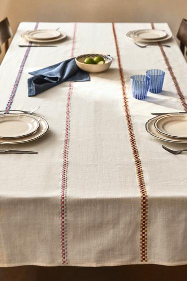 NAPPE COTON DIMENSIONS - Blanc / Vert de Zara - Image 5