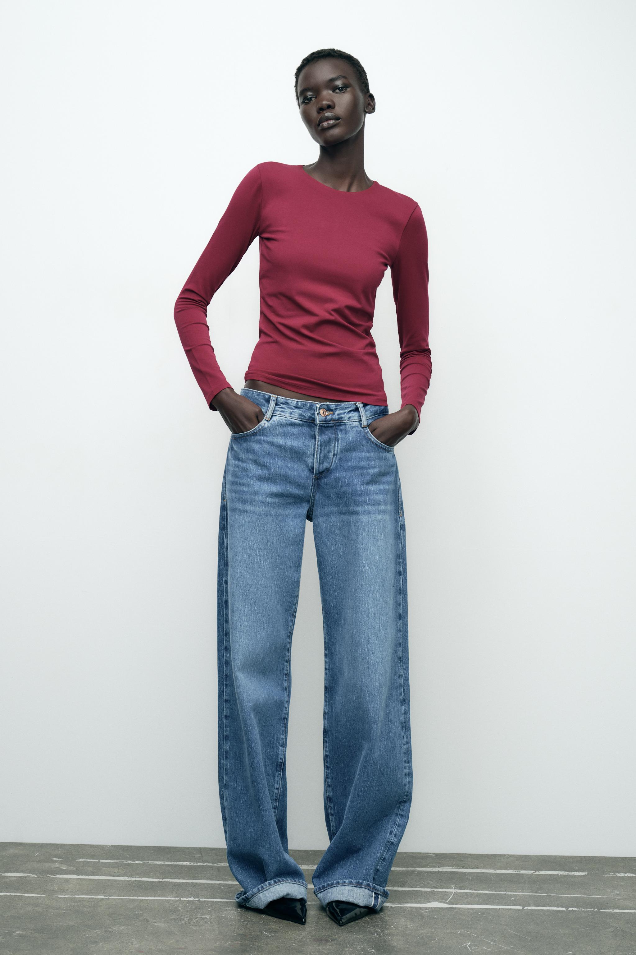 LONG SLEEVE T-SHIRT - Sand | ZARA United States LONG SLEEVE T-SHIRT - Sand | ZARA United States