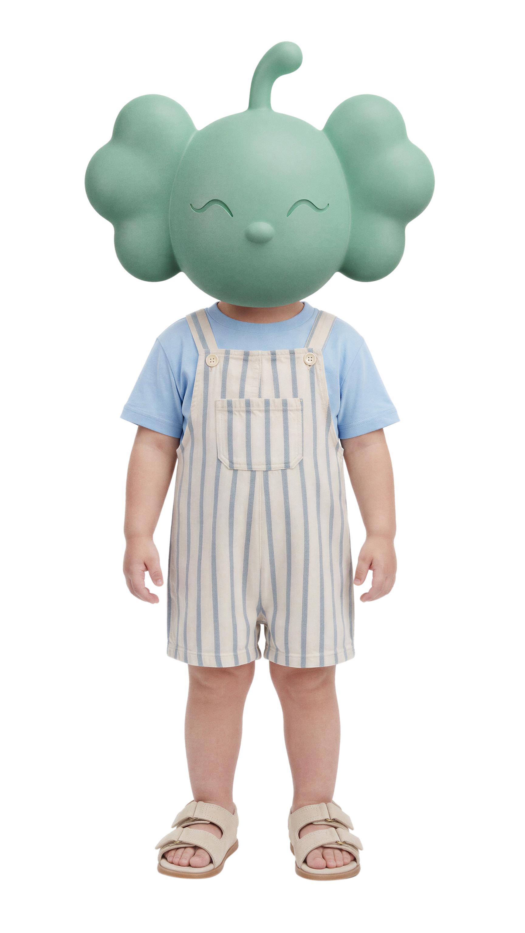 STRIPED OVERALL SHORTS — Ecru
