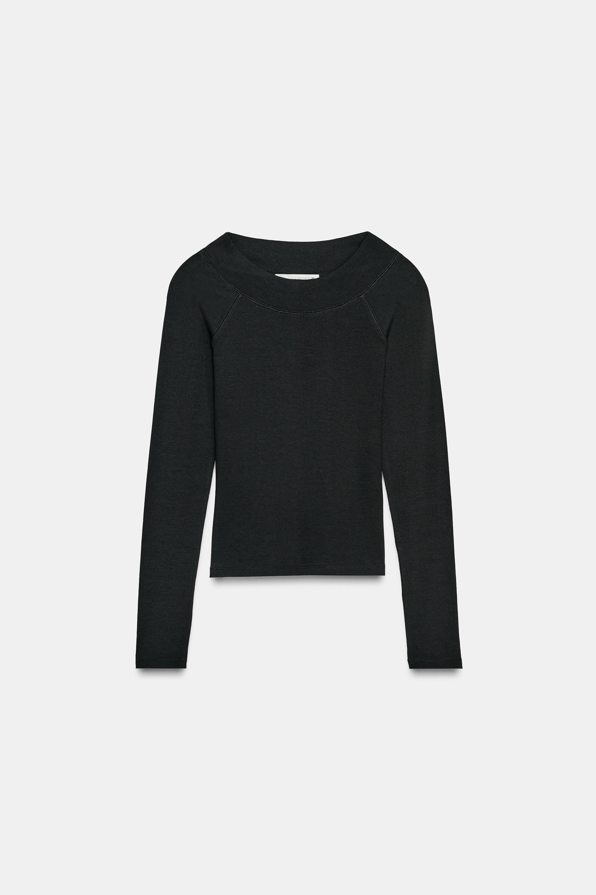 RIBBED BOAT NECK T-SHIRT