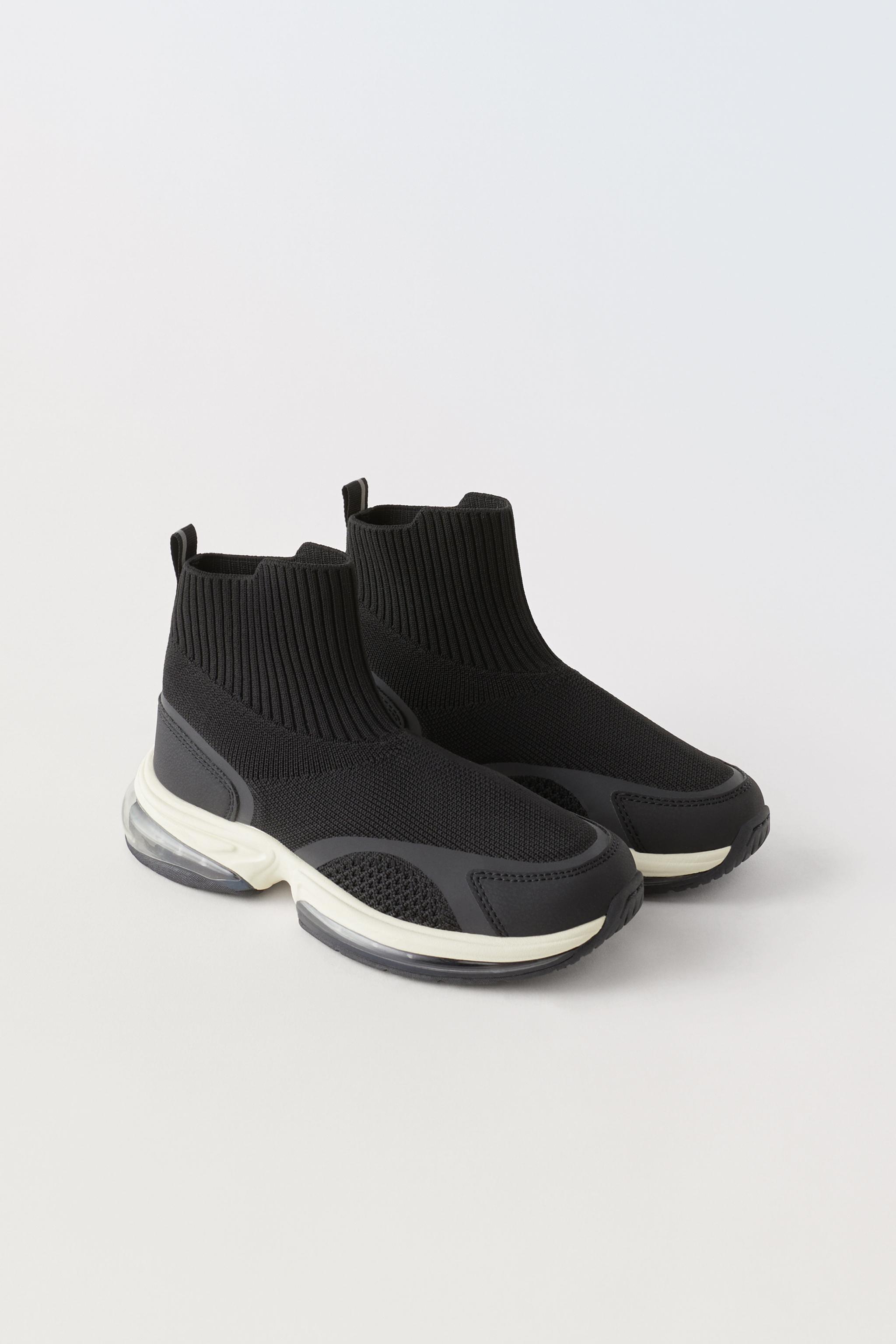 KNIT HIGH TOP SNEAKERS Black ZARA Canada