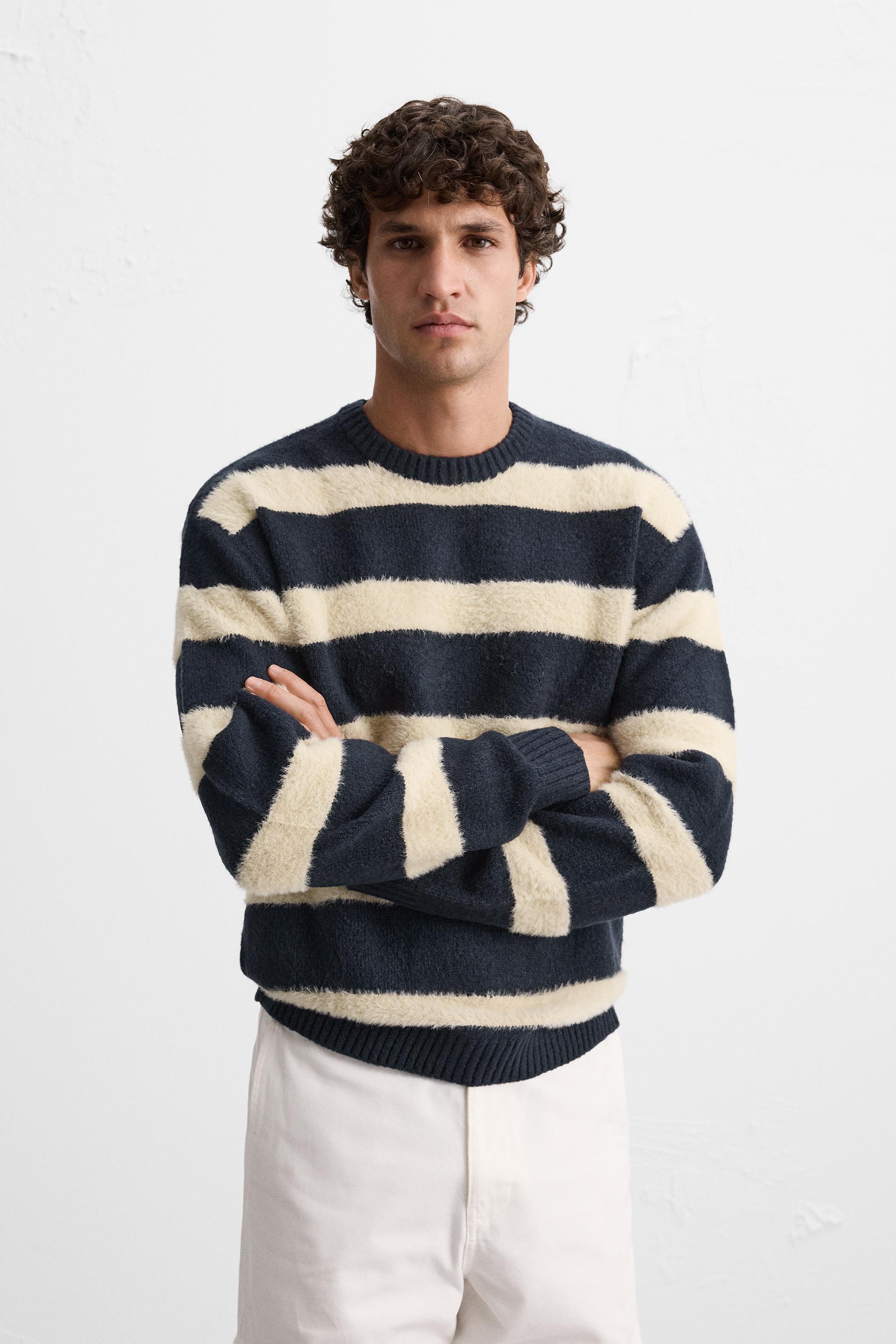 Navy blue and white sweater best sale