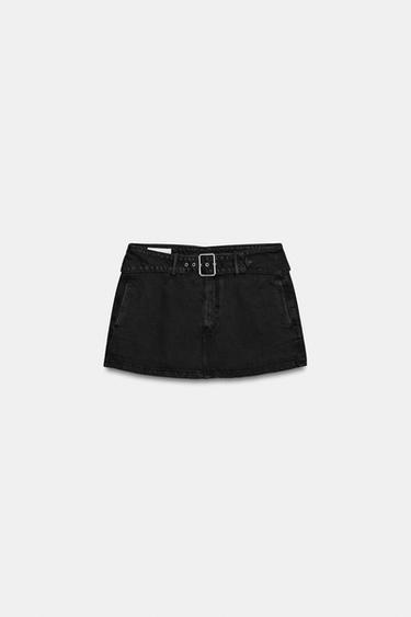 FALDA PANTALÓN CINTURÓN - Negro de Zara
