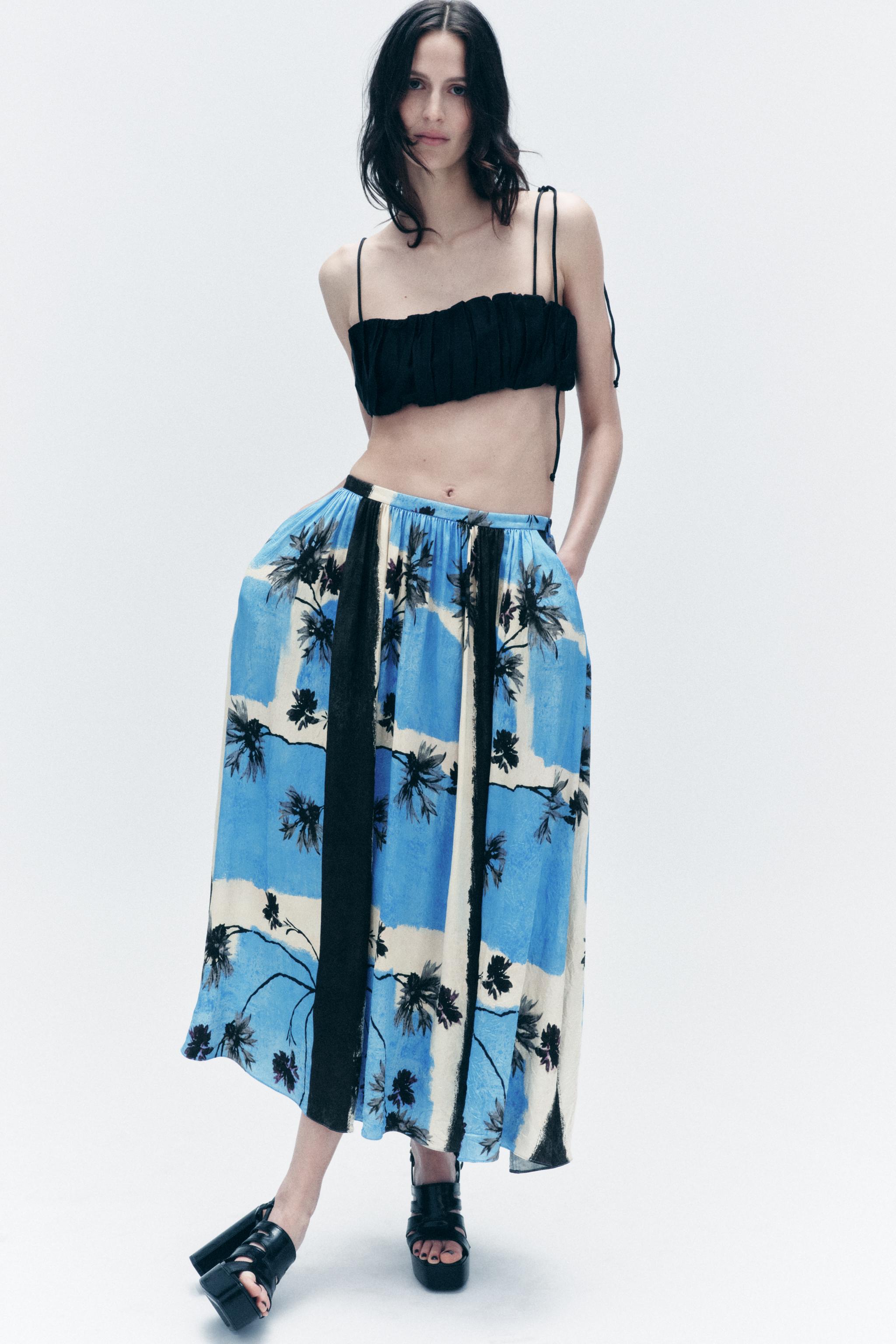 WRINKLED PRINTED SKIRT ZW COLLECTION - Multicolored | ZARA United 