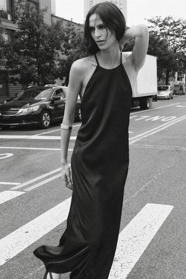 Zara ZW COLLECTION DRESS WITH BACK APPLIQUÉ - Navy blue