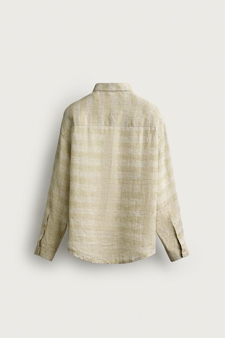 Camisa de corte relajado a cuadros 100% lino 7
