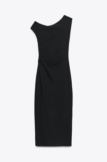 GATHERED MIDI DRESS - Black by Zara