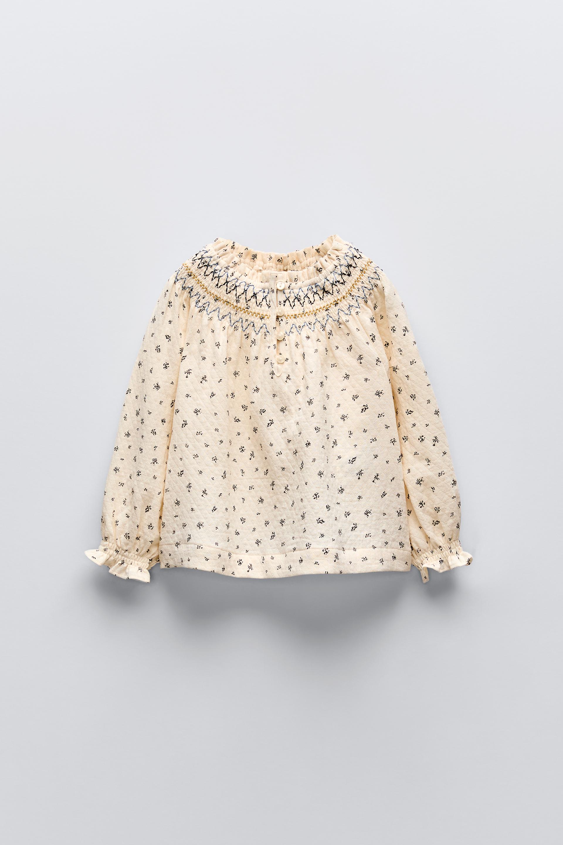 Printed Embroidered Shirt Ecru Zara United States