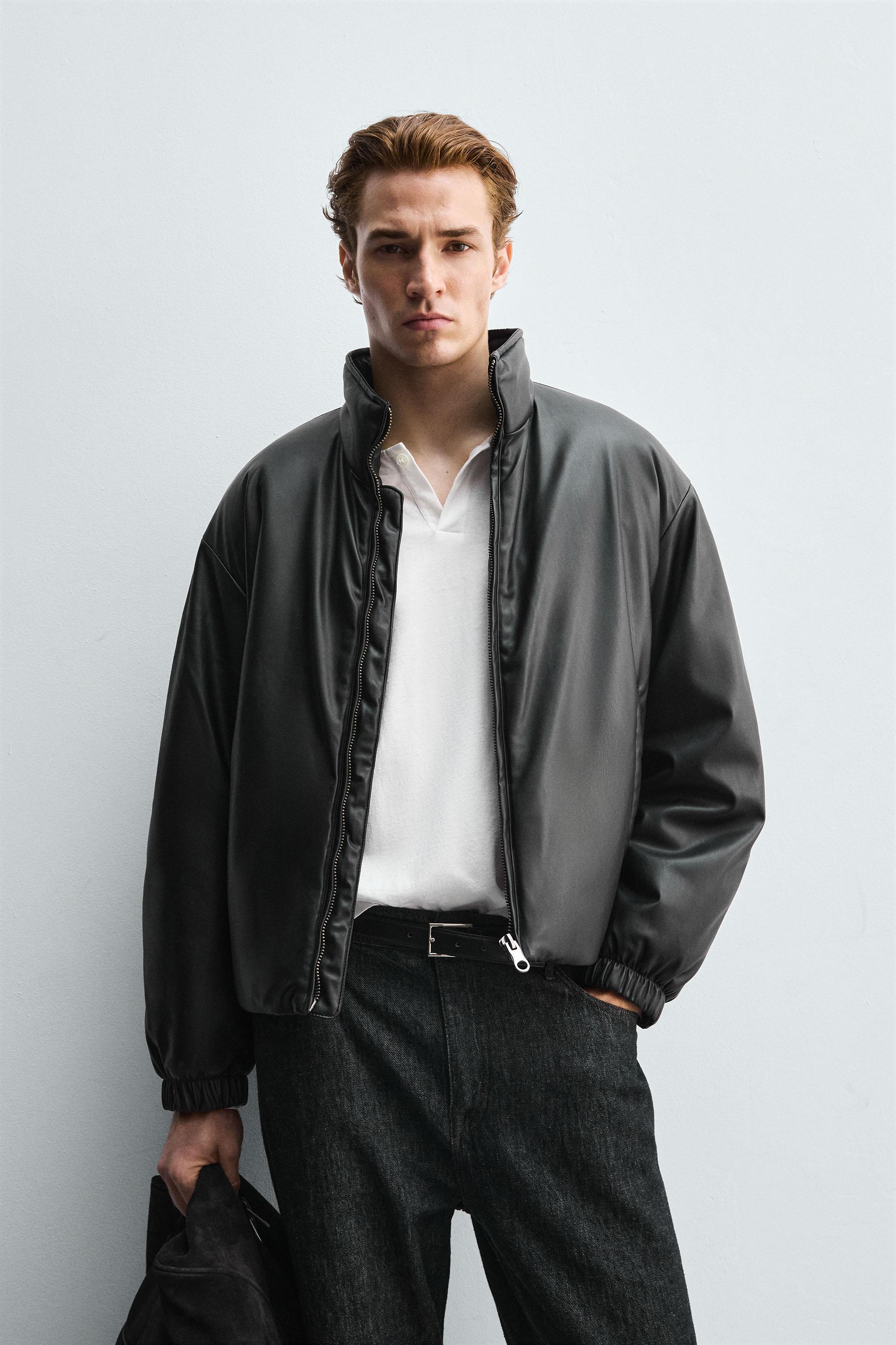 Zara Mサイズ　フェイクレザー パフジャケット ブラック 03046330800-p.jpg?ts=