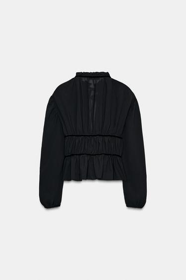 GEORGETTE BLOUSE WITH VELVET TIES - Black by Zara - Image 5