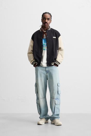 JAQUETA BOMBER EFEITO SUEDE - Azul-marinho da Zara - Imagem 0